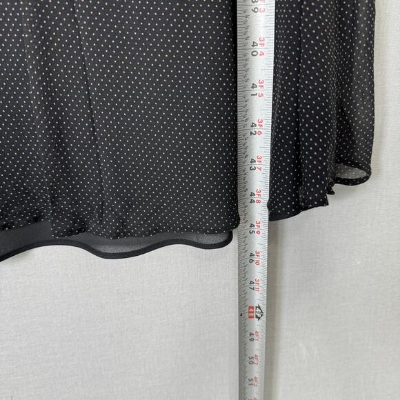 Vintage Ann Taylor Dress Womens 12 Black Silk Polka Dot Midi Fairy Whimsigoth - Picture 13 of 16